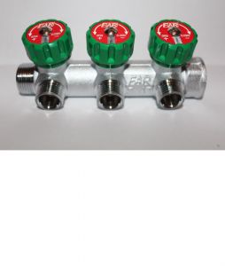 Коллектор FAR регулирующий проходной 3/4" х 1/2" с 3 отводами