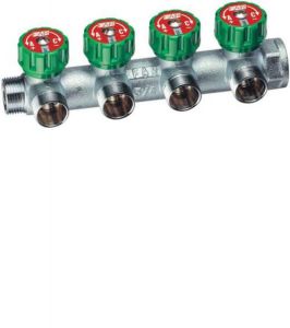 Коллектор FAR регулирующий проходной 3/4" х 1/2" с 4 отводами