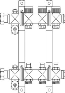 OVENTROP коллектор "Multidis SF" 1" с вентилями для трех контуров  