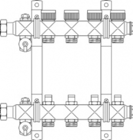 OVENTROP коллектор "Multidis SF" 1" с вентилями для четырех контуров  