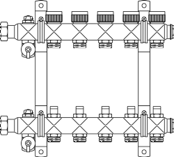 OVENTROP коллектор "Multidis SF" 1" с вентилями на пять контуров  