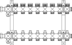 OVENTROP коллектор "Multidis SF" 1" с вентилями на шесть контуров  