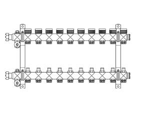 OVENTROP коллектор "Multidis SF" 1" с вентилями на десять контуров  